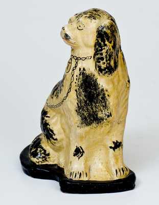 Extremely Rare JOHN BELL Cold-Painted Redware Spaniel, Waynesboro, PA