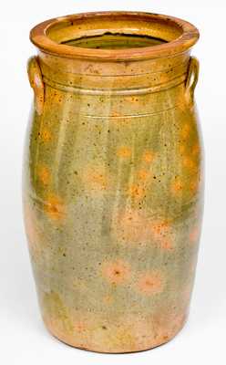 Exceptional Six-Gallon Galena, Illinois, Redware Churn