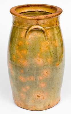 Exceptional Six-Gallon Galena, Illinois, Redware Churn