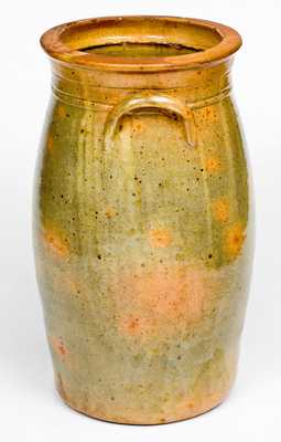 Exceptional Six-Gallon Galena, Illinois, Redware Churn