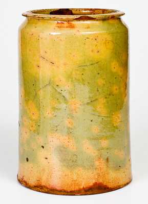 Fine Galena Pottery Redware Jar w/ Light Green Coloration