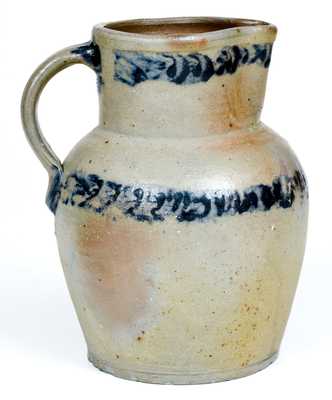 Half-Gallon Stoneware Pitcher with Cobalt Stripe Decoration, Baltimore, MD origin