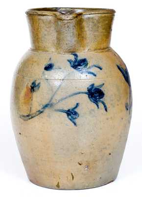 A.J. WATSON, Lawrence County, PA Stoneware Pitcher w/ Cobalt Floral Decoration.