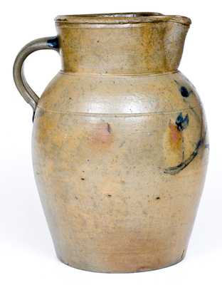 A.J. WATSON, Lawrence County, PA Stoneware Pitcher w/ Cobalt Floral Decoration.