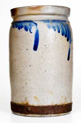 Baltimore Stoneware Jar with Cobalt Swag Decoration and Iron Make-Do