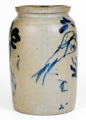 Exceptional Richard Remmey, Philadelphia Stoneware Jar w/ Man s Profile and Double Birds Motifs