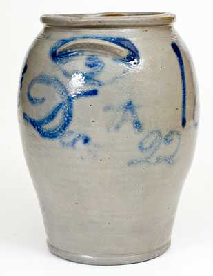 Rare Two-Gallon Baltimore Stoneware Jar with Cobalt Date 