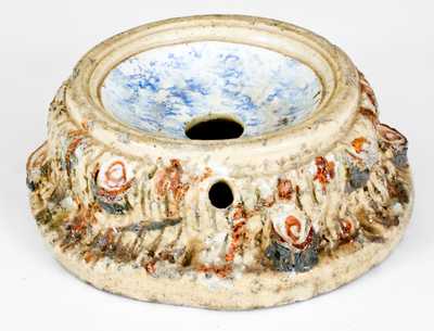 Unusual Rustic Spongeware Spittoon, American, late 19th or early 20th century