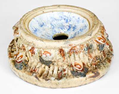 Unusual Rustic Spongeware Spittoon, American, late 19th or early 20th century