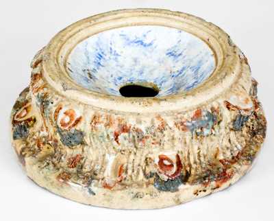 Unusual Rustic Spongeware Spittoon, American, late 19th or early 20th century