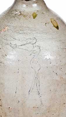 One-Gallon Incised Ohio Stoneware Jug with Figural Decoration, c1835