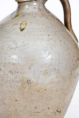 One-Gallon Incised Ohio Stoneware Jug with Figural Decoration, c1835