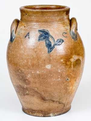 Rare Josiah Chapman or Xerxes Price Stoneware Jar w/ Impressed Decoration, Inscribed 