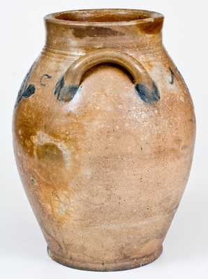 Rare Josiah Chapman or Xerxes Price Stoneware Jar w/ Impressed Decoration, Inscribed 