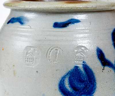 Rare and Fine Morgantown, WV Stoneware Jar w/ Floral Decoration and Impressed House Motifs