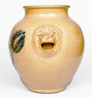 Exceptional Clark Pottery, Athens, NY Stoneware Water Cooler w/ Lion s Head Handles