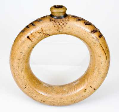 Rare Stoneware Ring Jug w/ Incised and Impressed Decoration, Manhattan, NY or possibly NJ