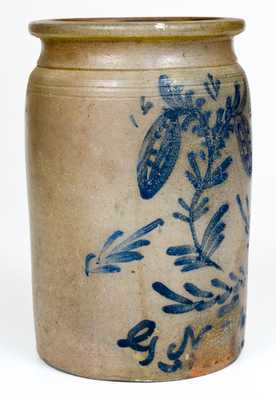 Unusual G N Fulton, Alleghany County, VA, Stoneware Jar w/ Elaborate Decoration