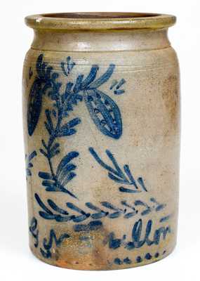 Unusual G N Fulton, Alleghany County, VA, Stoneware Jar w/ Elaborate Decoration