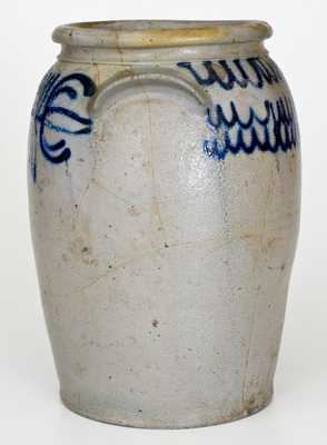 B.C. MILBURN / ALEXA Stoneware Jar with Cobalt Floral Decoration, circa 1850