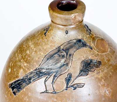 Nicholas van Wickle, Herbertsville, NJ Stoneware Incised Bird Jug