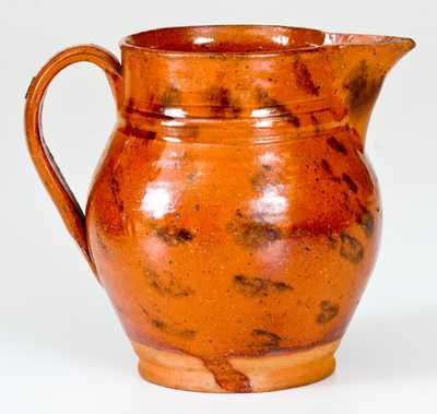 Miniature Glazed Redware Pitcher with Manganese Slash Decoration, probably PA