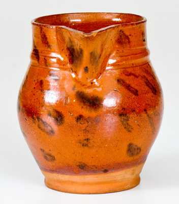 Miniature Glazed Redware Pitcher with Manganese Slash Decoration, probably PA