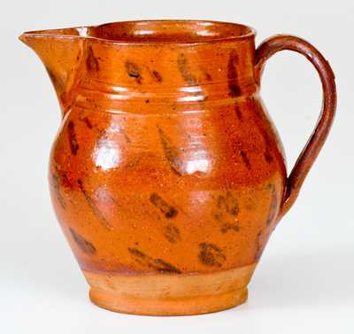 Miniature Glazed Redware Pitcher with Manganese Slash Decoration, probably PA