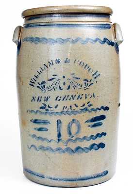 Scarce Ten-Gallon WILLIAMS & COUCH. / NEW GENEVA. / PA Stoneware Jar