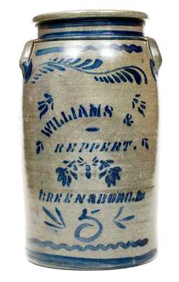 Five-Gallon WILLIAMS & REPPERT / GREENSBORO, PA Stoneware Churn