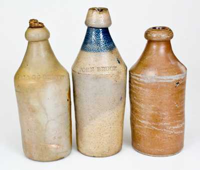 Three Stoneware Bottles, American, 19th century