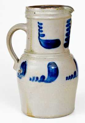 Rare One-Gallon Cobalt-Decorated Stoneware Pitcher, Western PA origin, circa 1855