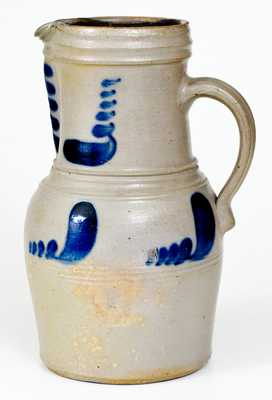 Rare One-Gallon Cobalt-Decorated Stoneware Pitcher, Western PA origin, circa 1855