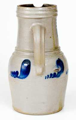 Rare One-Gallon Cobalt-Decorated Stoneware Pitcher, Western PA origin, circa 1855