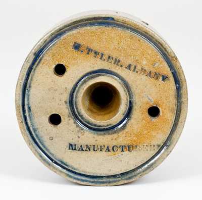 Rare M. TYLER. ALBANY / MANUFACTURER Cobalt-Decorated Stoneware Inkwell, c1840