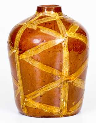 Exceptional and Important 18th Century Redware Tea Canister with Profuse Slip Decoration