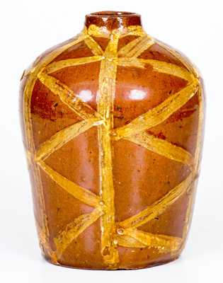 Exceptional and Important 18th Century Redware Tea Canister with Profuse Slip Decoration