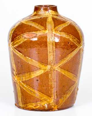 Exceptional and Important 18th Century Redware Tea Canister with Profuse Slip Decoration
