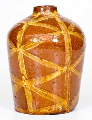 Exceptional and Important 18th Century Redware Tea Canister with Profuse Slip Decoration
