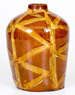 Exceptional and Important 18th Century Redware Tea Canister with Profuse Slip Decoration