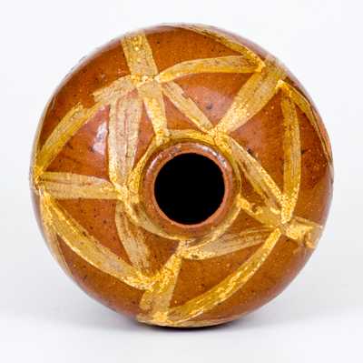 Exceptional and Important 18th Century Redware Tea Canister with Profuse Slip Decoration