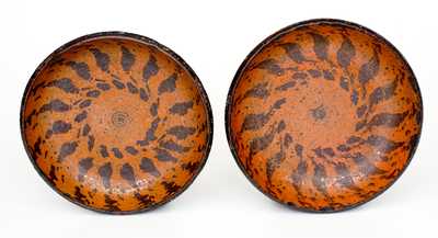 Pair of Manganese-Decorated Redware Plates, PA origin, circa 1875