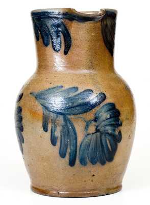 One-Gallon Stoneware Pitcher with Cobalt Floral Decoration, Baltimore, MD origin, c1850