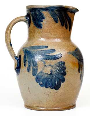 One-Gallon Stoneware Pitcher with Cobalt Floral Decoration, Baltimore, MD origin, c1850