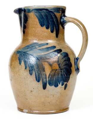 One-Gallon Stoneware Pitcher with Cobalt Floral Decoration, Baltimore, MD origin, c1850