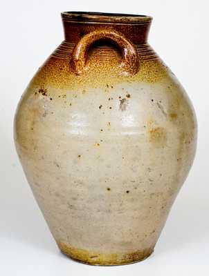 Fine CHARLESTOWN, MA Stoneware Jar with Impressed Hearts and Iron-Oxide Dip