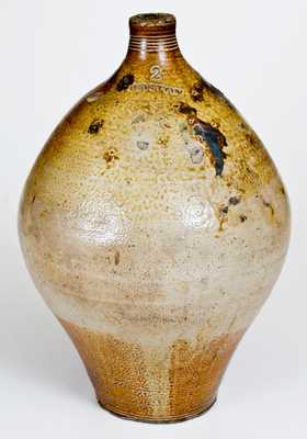 2 Gal. Early BOSTON Stoneware Jug with Iron-Oxide Dip