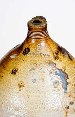 2 Gal. Early BOSTON Stoneware Jug with Iron-Oxide Dip