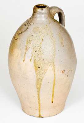 Rare Half-Gallon Ovoid Stoneware Jug with Incised Man's Head Decoration