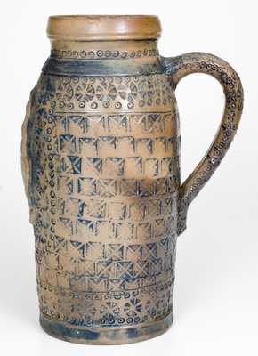 Large-Sized New Ulm, Minnesota, Stoneware Tankard w/ Sprigged Classical Figure